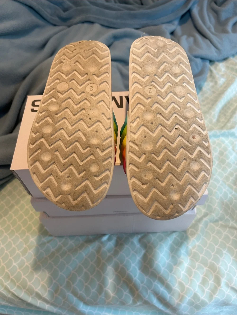 Girls White Slide Sandals with Colorful Watermelon Detail